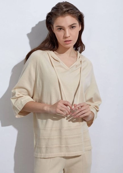 Organik Pamuk Krem Rengi Triko Üst - 4