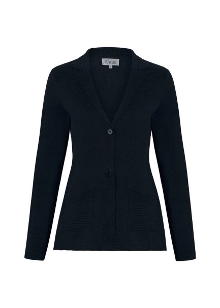 Organik Pamuk Özel Örgü TaSarımlı Lacivert Triko Ceket - 8