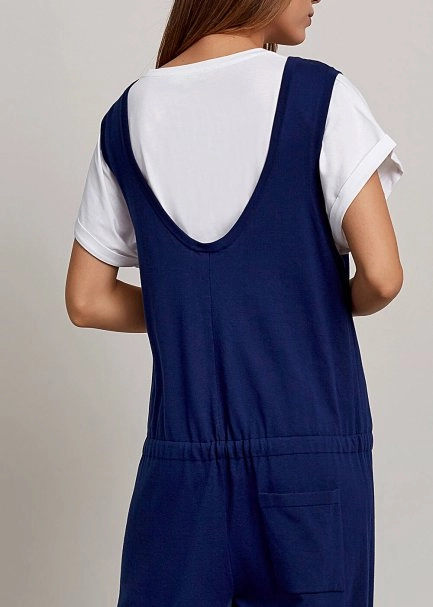 Organik Pamuk Oversize Lacivert Triko Tulum - 5