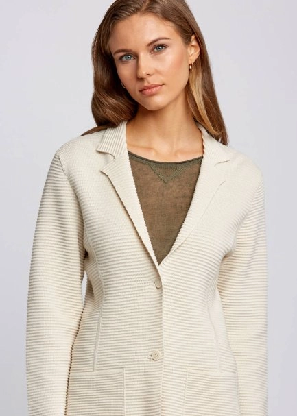 Organik Pamuk Özel Örgü TaSarımlı Bej Triko Ceket - 6