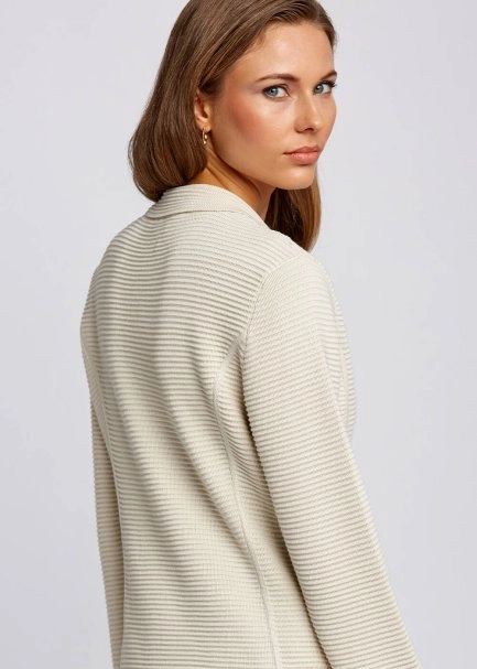 Organik Pamuk Özel Örgü TaSarımlı Bej Triko Ceket - 7