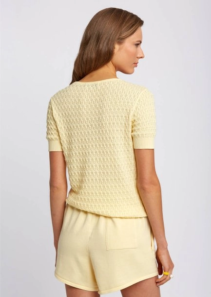 Organik Pamuk Yuvarlak Yaka Sarı Triko Üst - 3