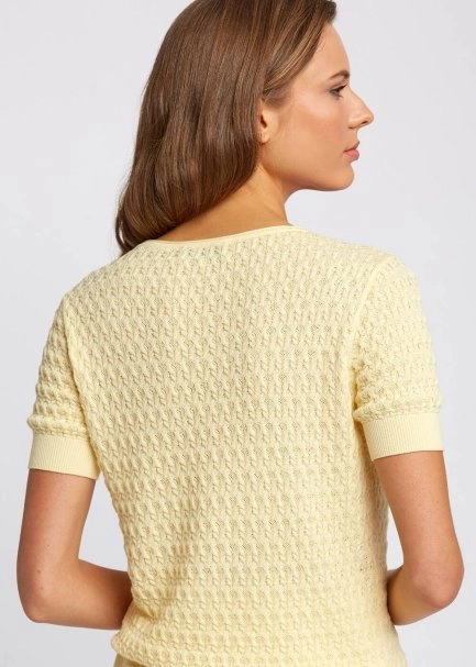 Organik Pamuk Yuvarlak Yaka Sarı Triko Üst - 7