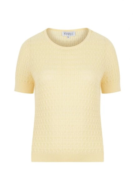 Organik Pamuk Yuvarlak Yaka Sarı Triko Üst - 8