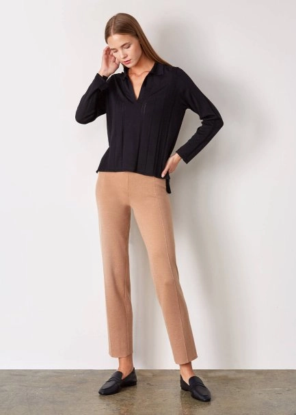 Örgü Detaylı Merino Yün Siyah Triko - 2