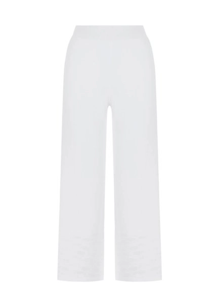 Örgü Detaylı Crop Beyaz Triko Pantolon - 8