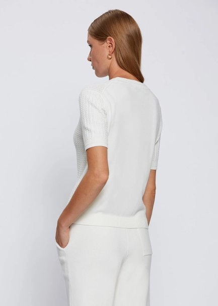 Örgü Detaylı Ekru Triko Üst - 4