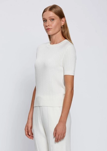 Örgü Detaylı Ekru Triko Üst - 3