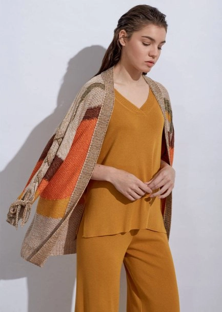 Örgü Detaylı Oversıze Sarı Triko Üst - 6