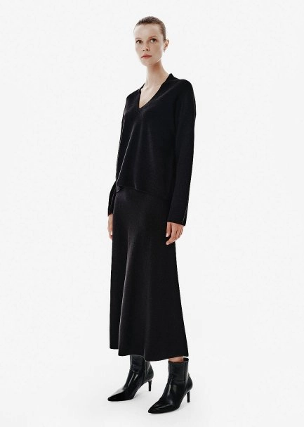 Ottoman Knit A Form Black Skirt - 3