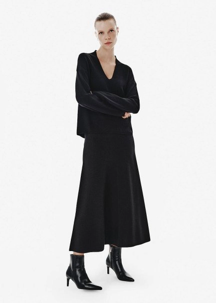 Ottoman Knit A Form Black Skirt - 4
