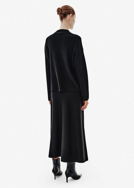 Ottoman Knit A Form Black Skirt - 5