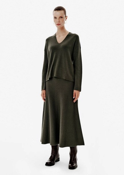 Ottoman Knit A Form Green Skirt - 4