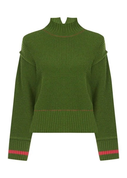 OVERSIZE CROP HERB GREEN SWEATER - 6