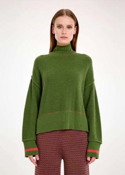 OVERSIZE CROP HERB GREEN SWEATER - 1