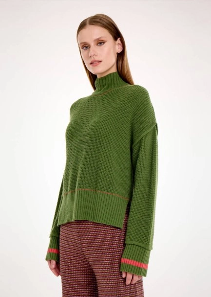 OVERSIZE CROP HERB GREEN SWEATER - 3