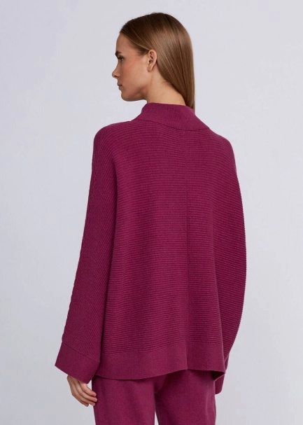 Oversıze Dik Yaka Pembe Kaşmir Triko - 3