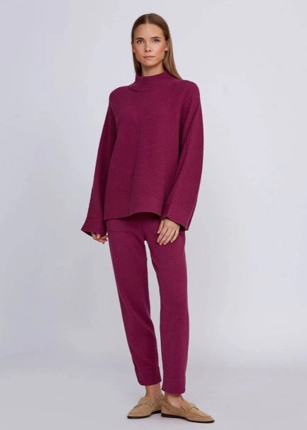 Oversıze Dik Yaka Pembe Kaşmir Triko - 5