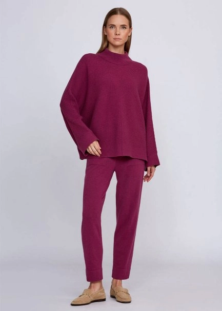 Oversıze Dik Yaka Pembe Kaşmir Triko - 6