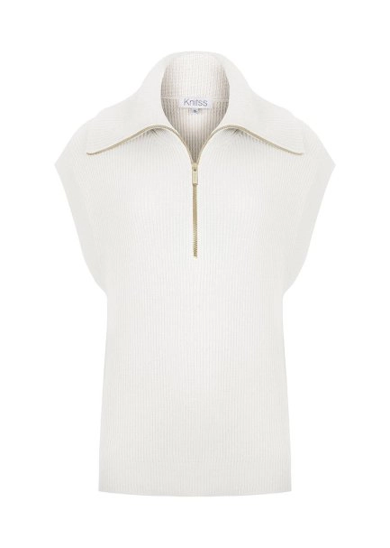 OVERSIZE ECRU KNIT VEST - 6