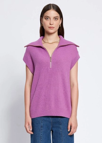 OVERSIZE MAUVE KNIT VEST - 1