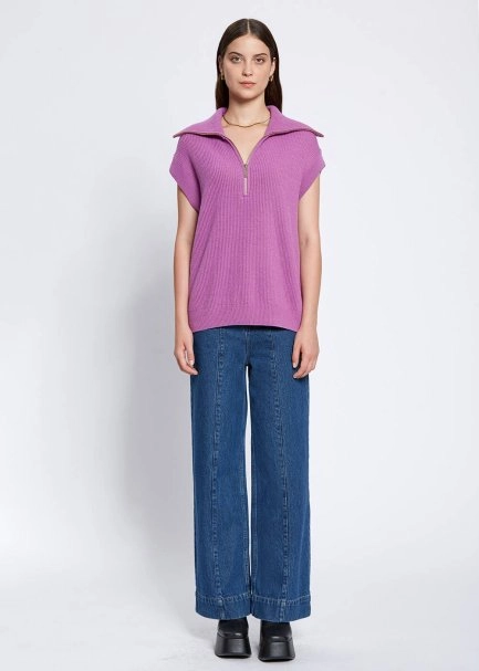 OVERSIZE MAUVE KNIT VEST - 2