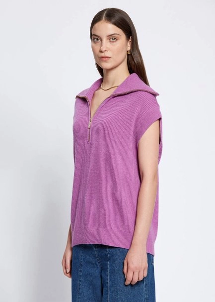OVERSIZE MAUVE KNIT VEST - 3