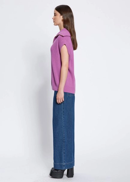 OVERSIZE MAUVE KNIT VEST - 4