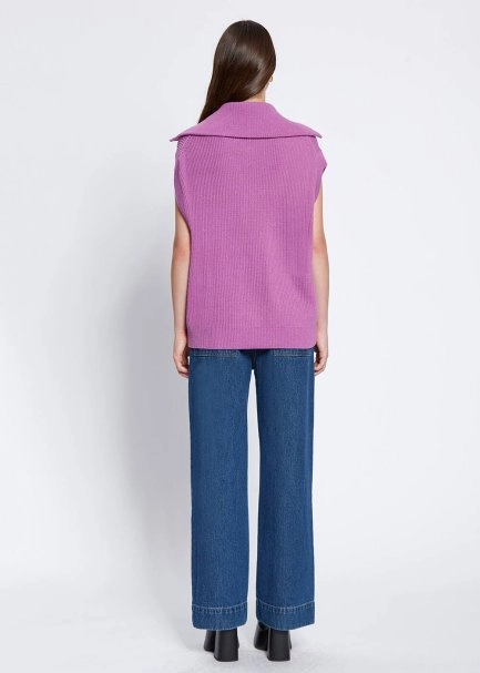 OVERSIZE MAUVE KNIT VEST - 5