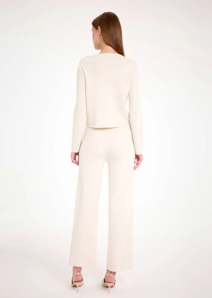 Özel Örgü Detaylı Ekru Triko Ceket - 5