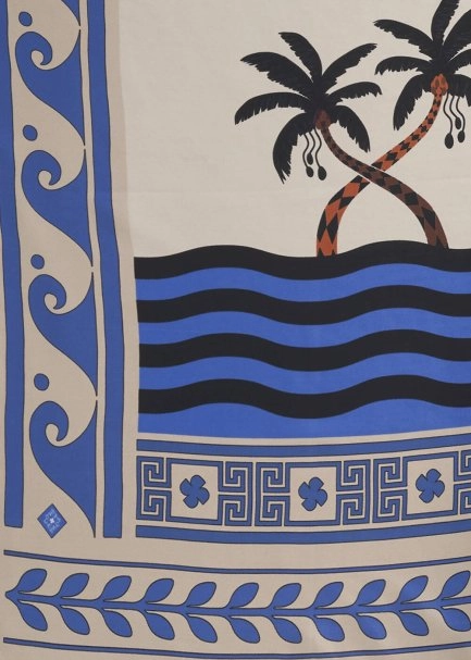 PALM PATTERN PHERAHS LOGOED PURE SILK SCARF - 3