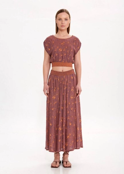 PALM PATTERNED CROP KNIT TOPS - 2