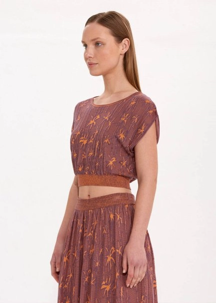 PALM PATTERNED CROP KNIT TOPS - 3