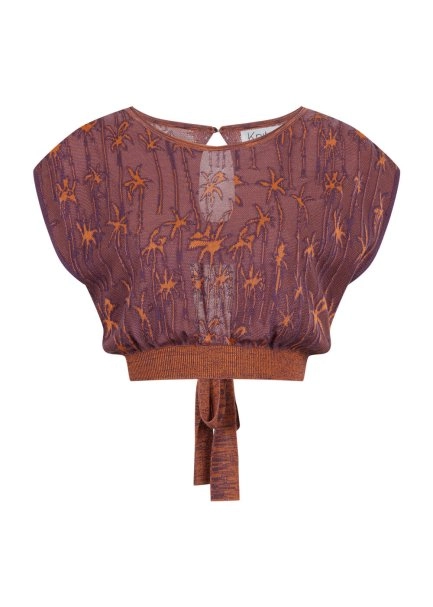 PALM PATTERNED CROP KNIT TOPS - 6