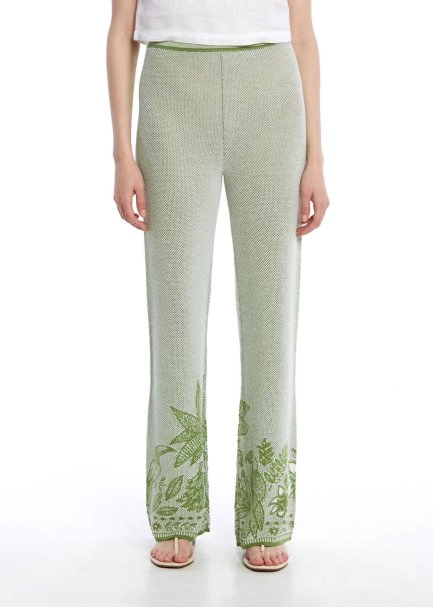 PALM TREE AND PARROT PATTERNED KNIT PANTS - 2
