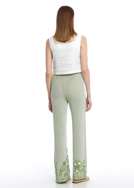 PALM TREE AND PARROT PATTERNED KNIT PANTS - 5