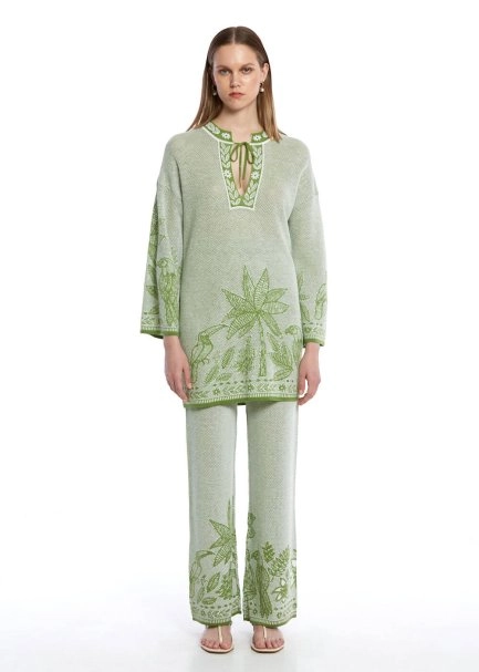 PALM TREE AND PARROT PATTERNED KNIT TUNIC - 2