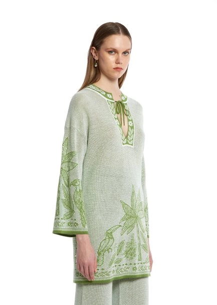 PALM TREE AND PARROT PATTERNED KNIT TUNIC - 3