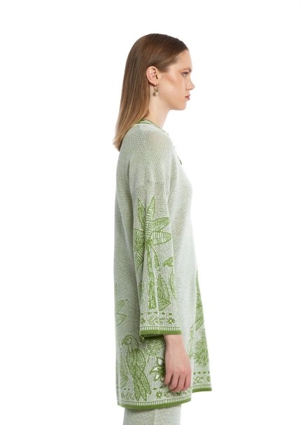 PALM TREE AND PARROT PATTERNED KNIT TUNIC - 4