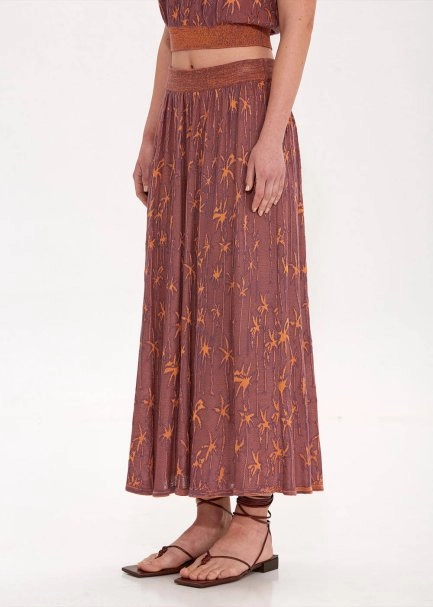 Palmiye Desenli Triko Etek - 3