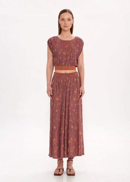 Palmiye Desenli Triko Etek - 1