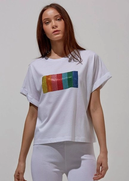 Pamuk Bisiklet Yaka Beyaz T-Shirt - 1