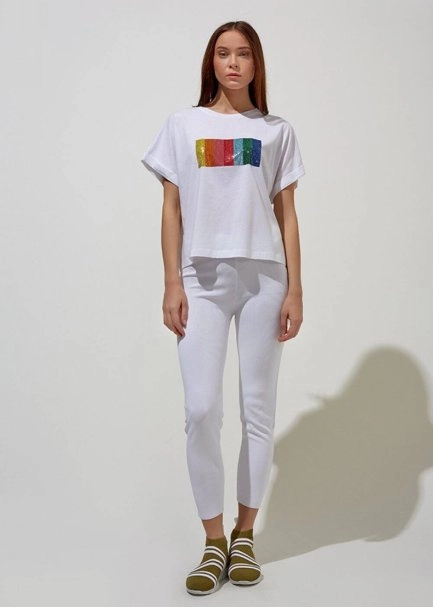 Pamuk Bisiklet Yaka Beyaz T-Shirt - 2