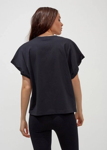 Pamuk Bisiklet Yaka Siyah T-Shirt - 3