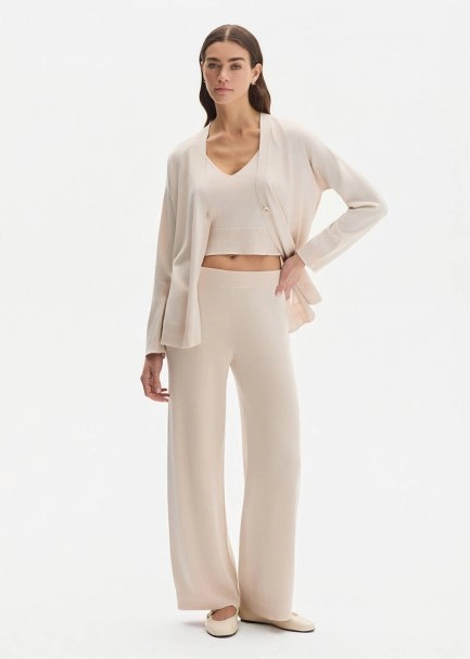 Pamuk İpek Karışımlı Naturel Triko Pantolon - 5