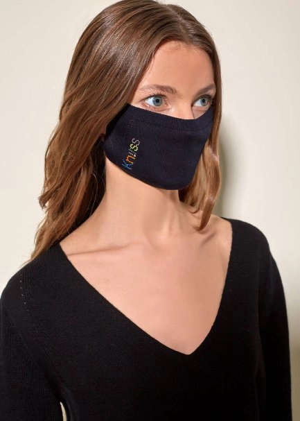 Pamuk Yıkanabilir Lacivert Triko Maske - 2