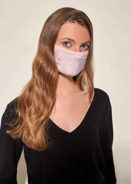 Pamuk Yıkanabilir Pembe Triko Maske - 2