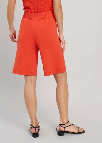 Paper-Bag Coral Knit Bermuda Shorts - 3