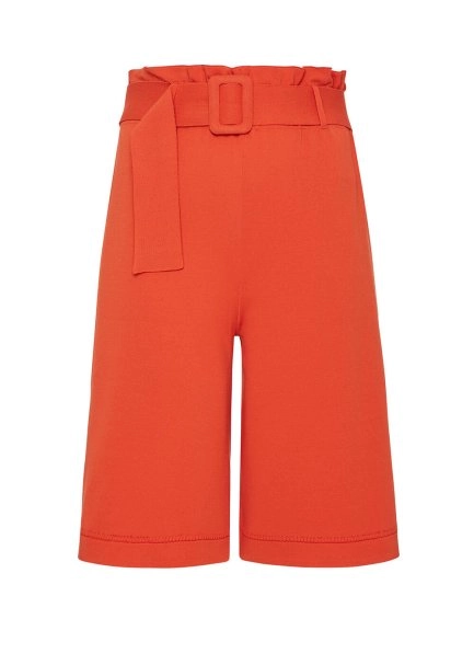 Paper-Bag Coral Knit Bermuda Shorts - 8