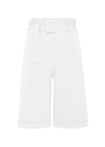 Paper-Bag White Knit Bermuda Shorts - 8